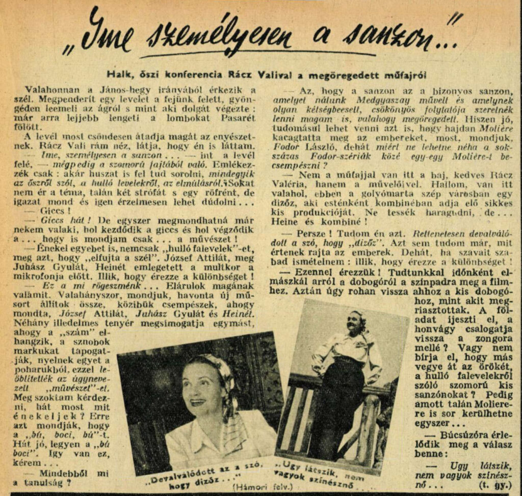 „Íme személyesen a sanzon…” - Halk, őszi konferencia Rácz Valival a megöregedett műfajról